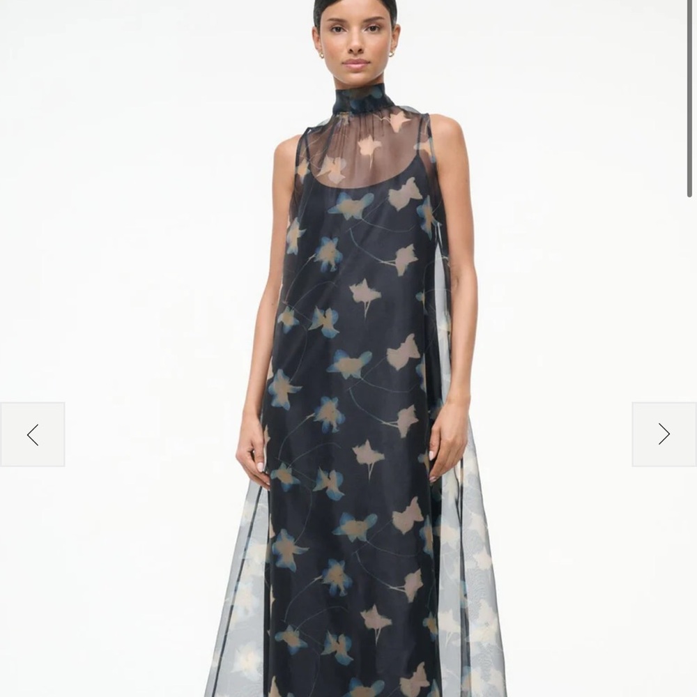 STAUD Black and Blue Floral Maxi Dress